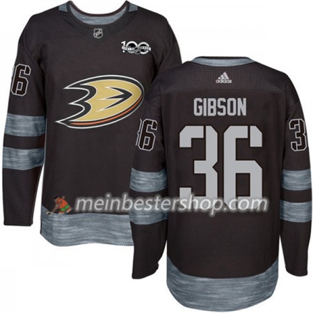 Anaheim Ducks John Gibson 36 1917-2017 100th Anniversary Adidas Schwarz Trikot Authentic - Herren